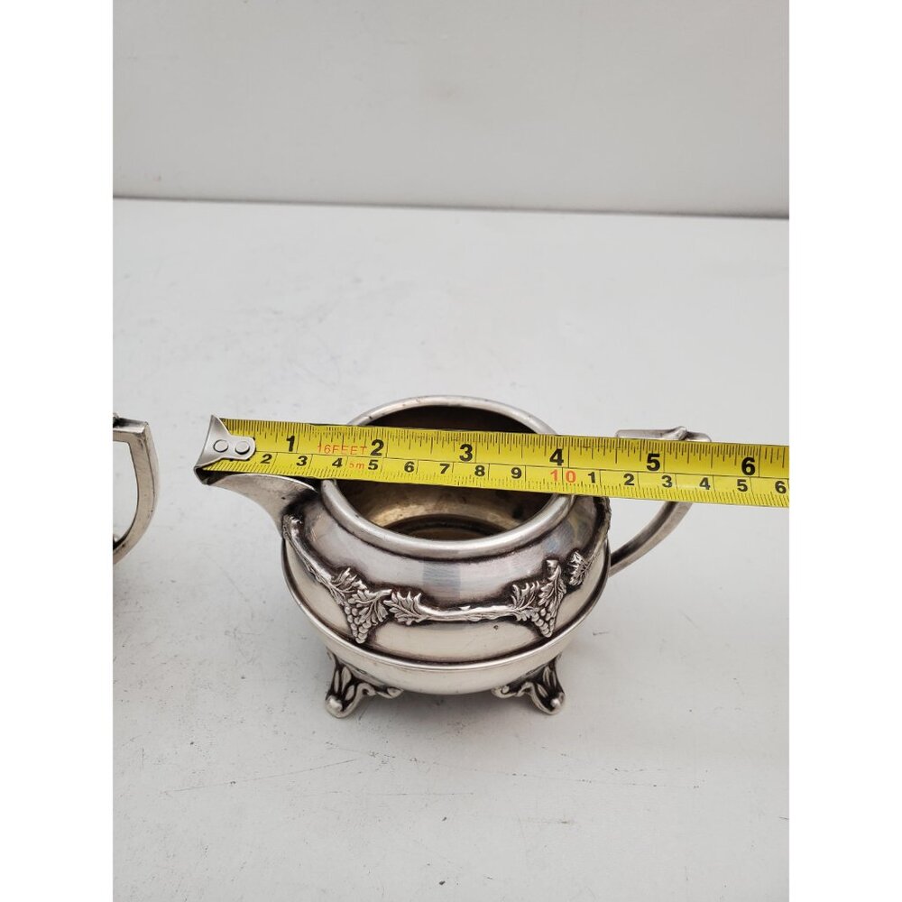 Vintage Sugar Bowl and Creamer Pitcher with Handle -silver plated Irvinware, - Picture 4 of 10